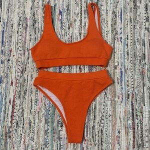 NEVER WORN High Waisted Orange Bathing Suit
